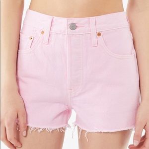 Levi’s 501 High Waisted Light Pink Denim Shorts
